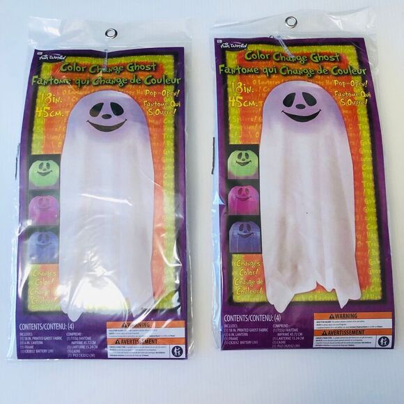 Fun World Color Changing Ghost 18 Inches Lantern Halloween Décor Set of 2 - Picture 1 of 6